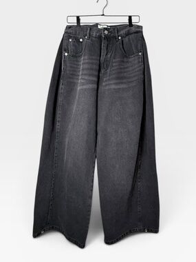 Realtakai Denim Black Super Wide Leg Jeans Size Large (P)